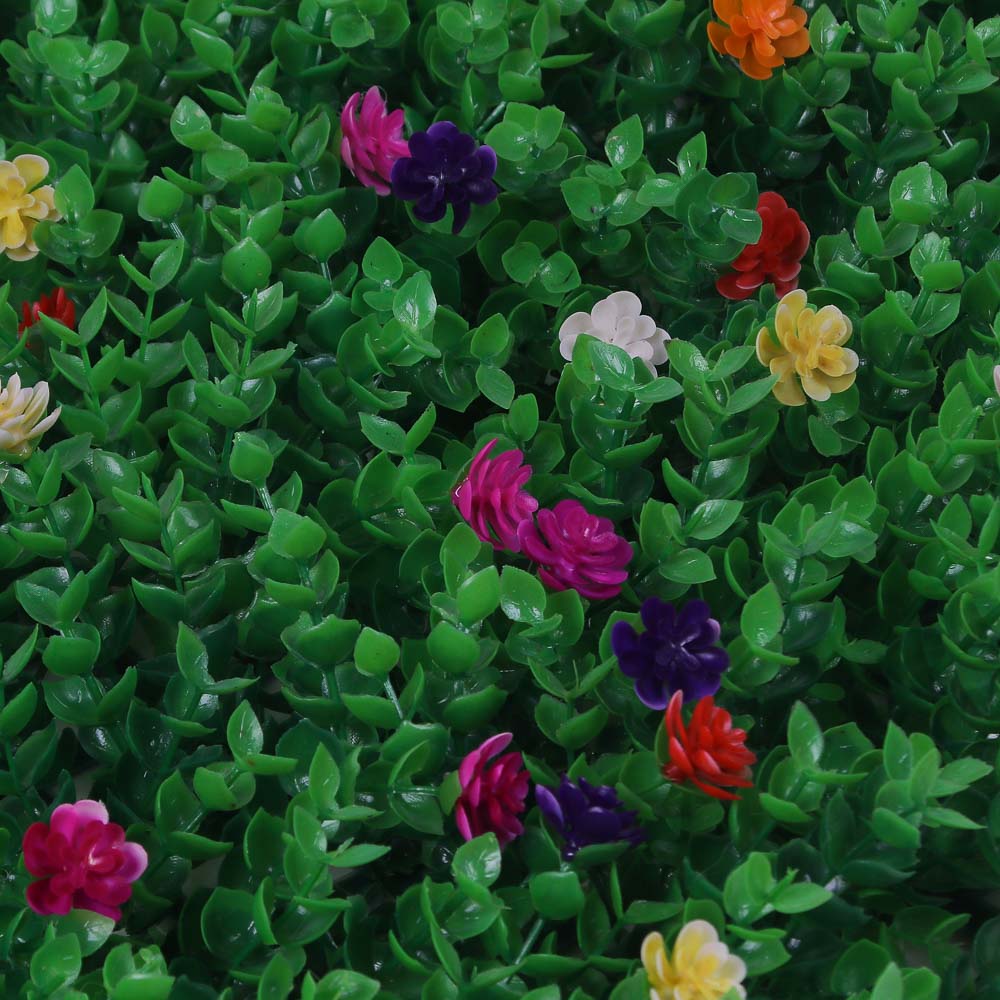 Изгородь искусственная тм INBLOOM, 60x40см, "Самшит с цветами", полипропилен, арт.№ 172-032