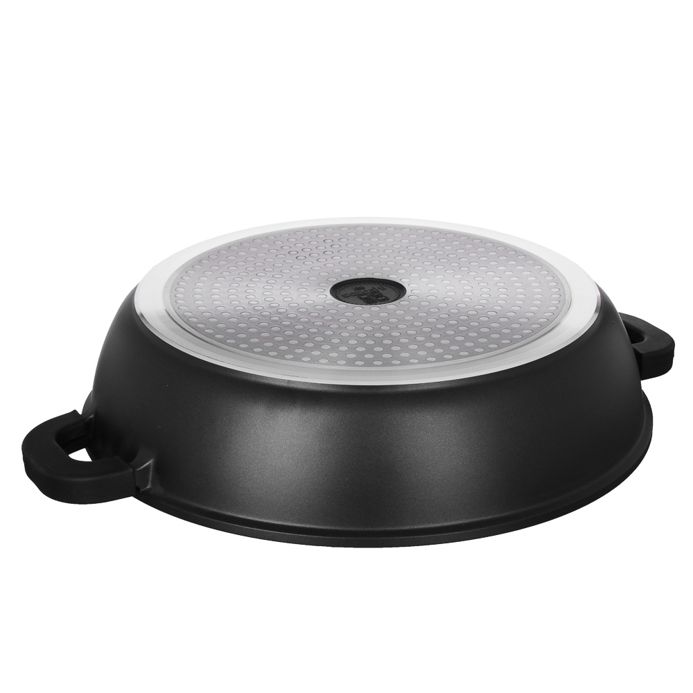 Сотейник с крышкой 3,8 л d 28х7,5 см SATOSHI Лион, антипригарное покрытие мрамор, силик.протекторы ручек, индукция, арт.№ 846-413