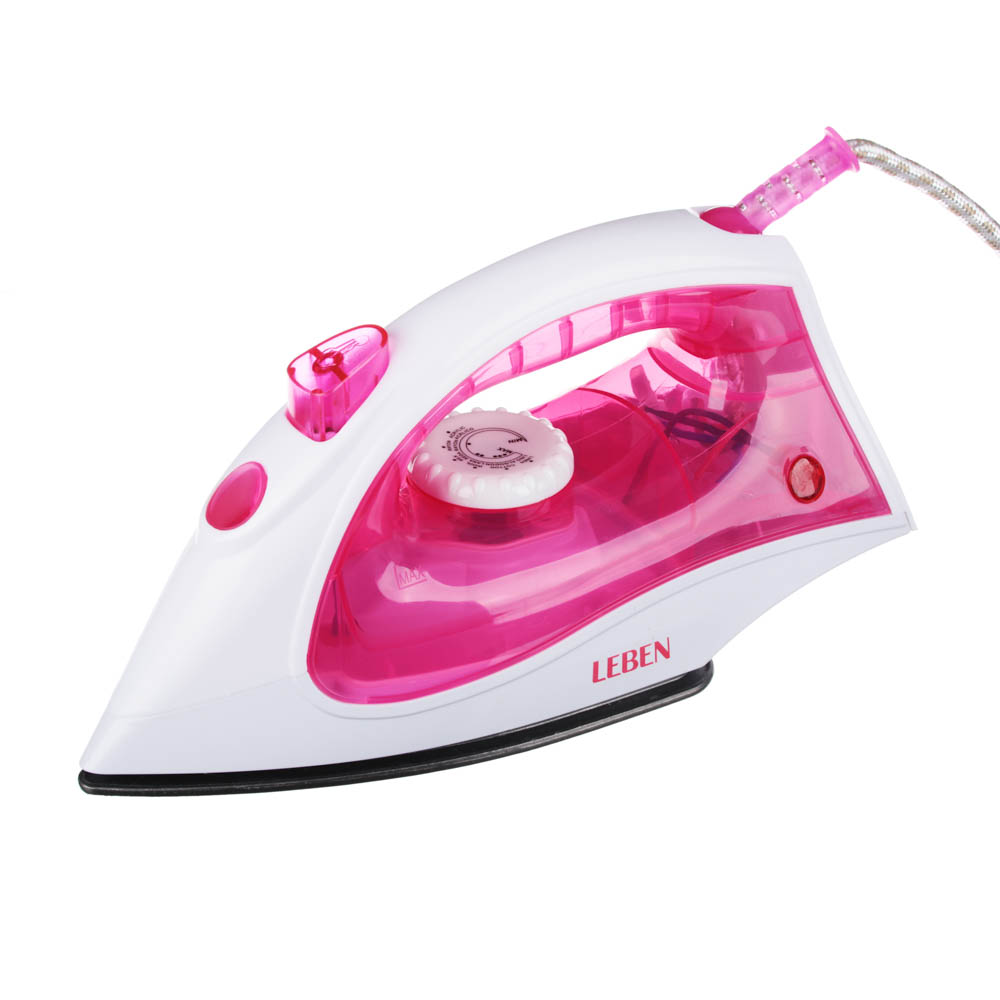 LEBEN Утюг с отпаривателем 1200 Вт, подошва - антипригарное покрытие, прозрачный корпус, арт.№ 249-006