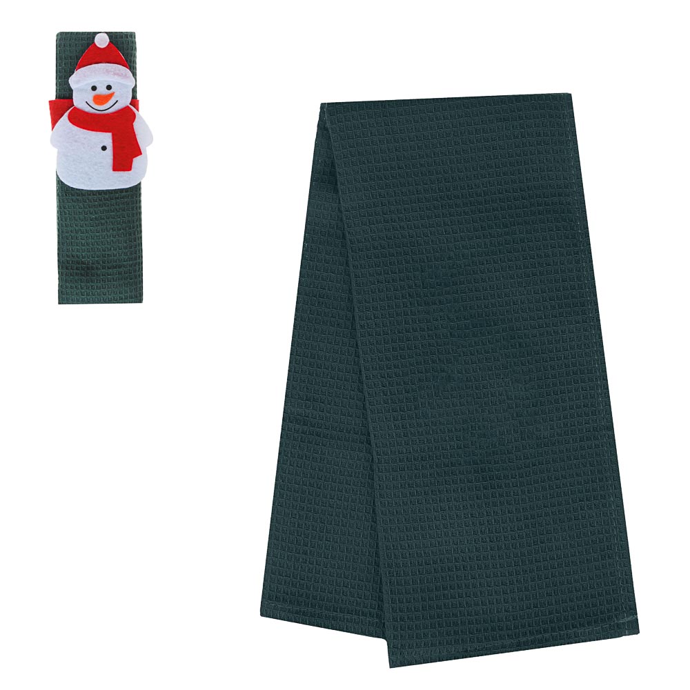 PROVANCE Шотландка Полотенце вафельное с кольцом для салфеток, 100% хлопок, фетр, 40х60см, 4 дизайна, арт.№ 492-075