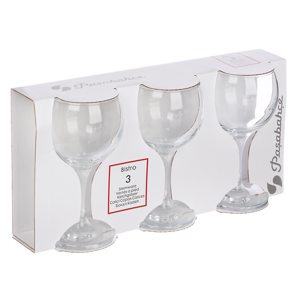 PASABAHCE Бистро Набор бокалов для вина 3шт 225мл, стекло, арт.№ 878-551