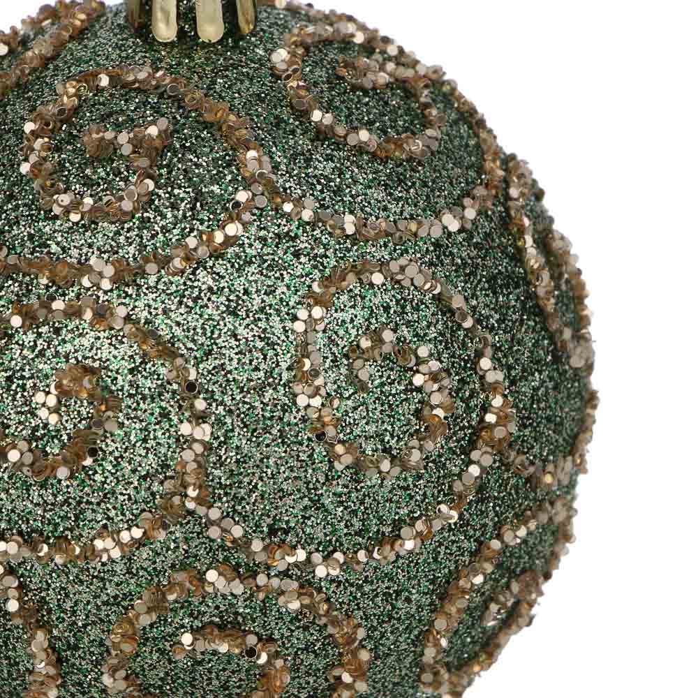 СНОУ БУМ Шар пластик 8 см, зеленый, с узором, арт.№ 373-627