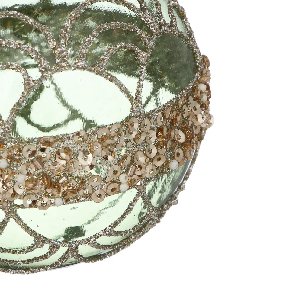 СНОУ БУМ Шар пластик 8 см, зеленый, прозрачный с узором, арт.№ 373-628