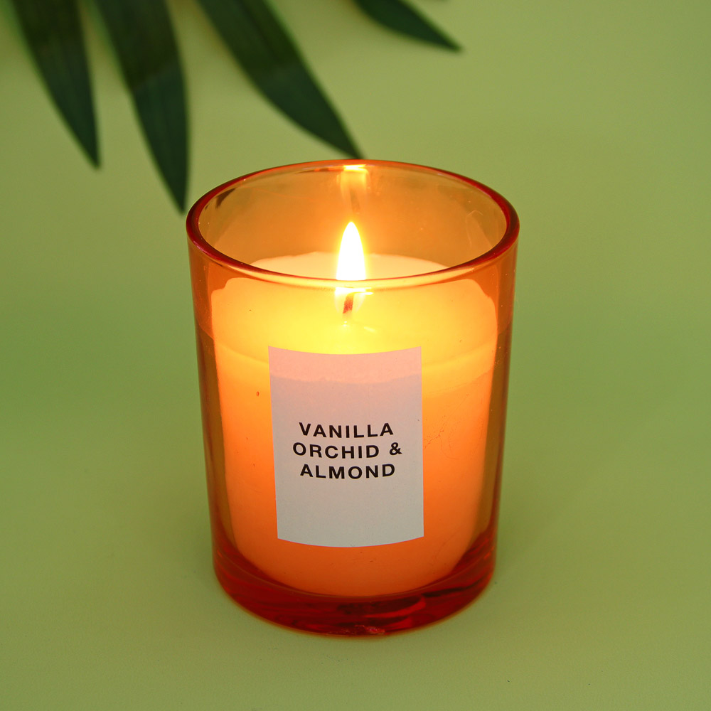 LADECOR Свеча ароматическая в стеклянном корпусе, 135 г, 7х7х8,4 см, 3 аромата, арт.№ 508-001