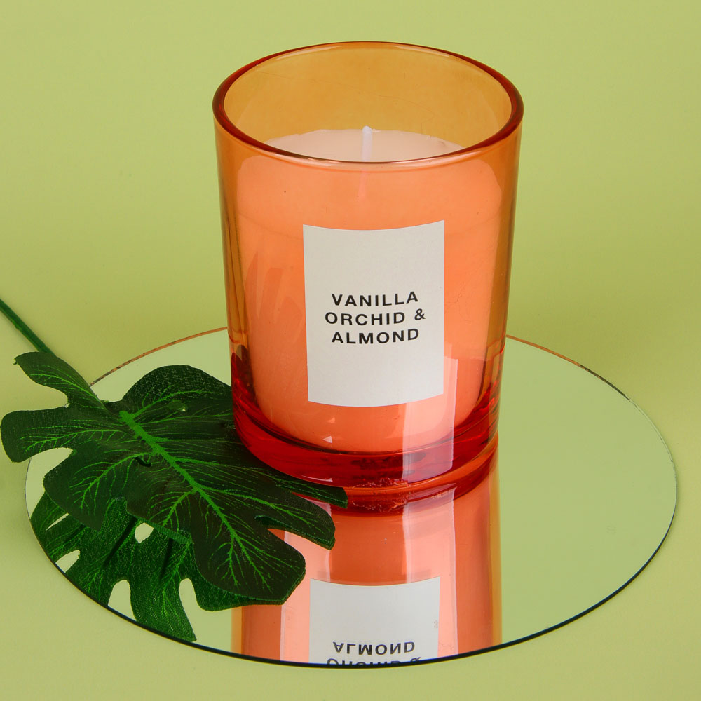 LADECOR Свеча ароматическая в стеклянном корпусе, 135 г, 7х7х8,4 см, 3 аромата, арт.№ 508-001