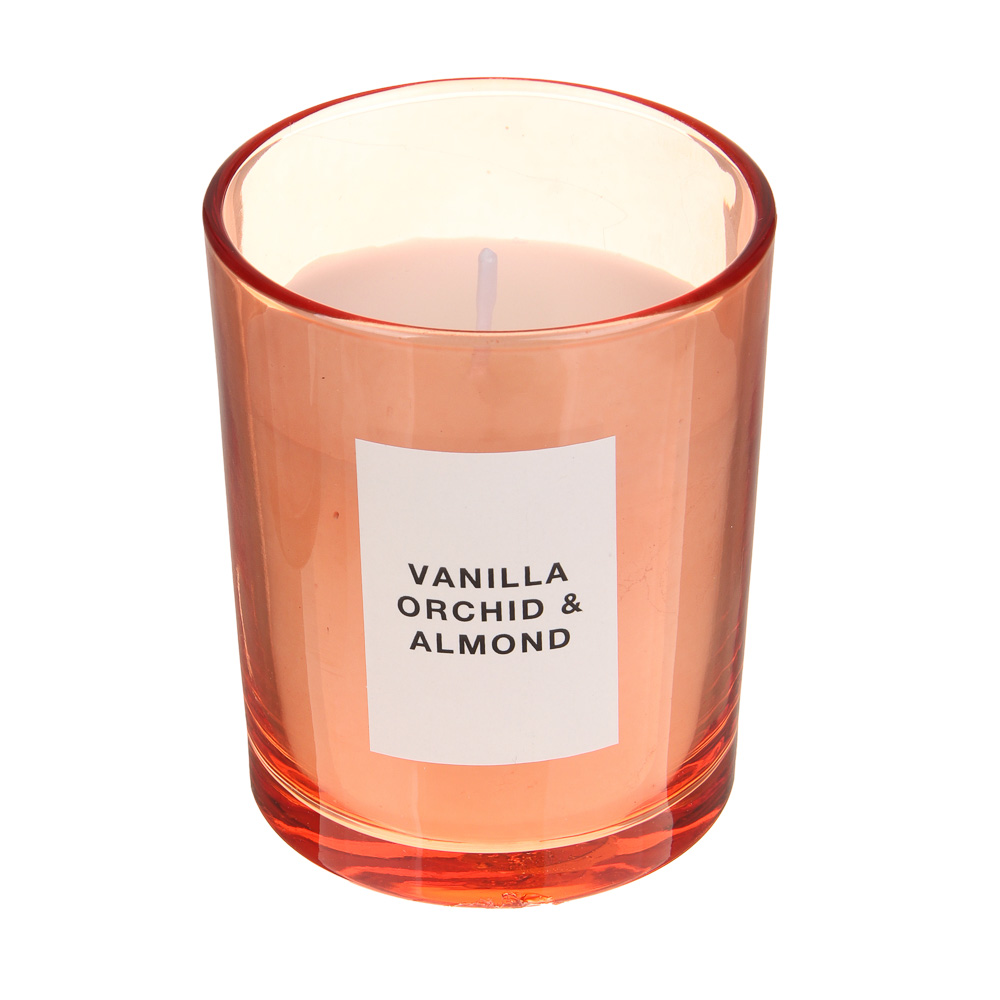 LADECOR Свеча ароматическая в стеклянном корпусе, 135 г, 7х7х8,4 см, 3 аромата, арт.№ 508-001