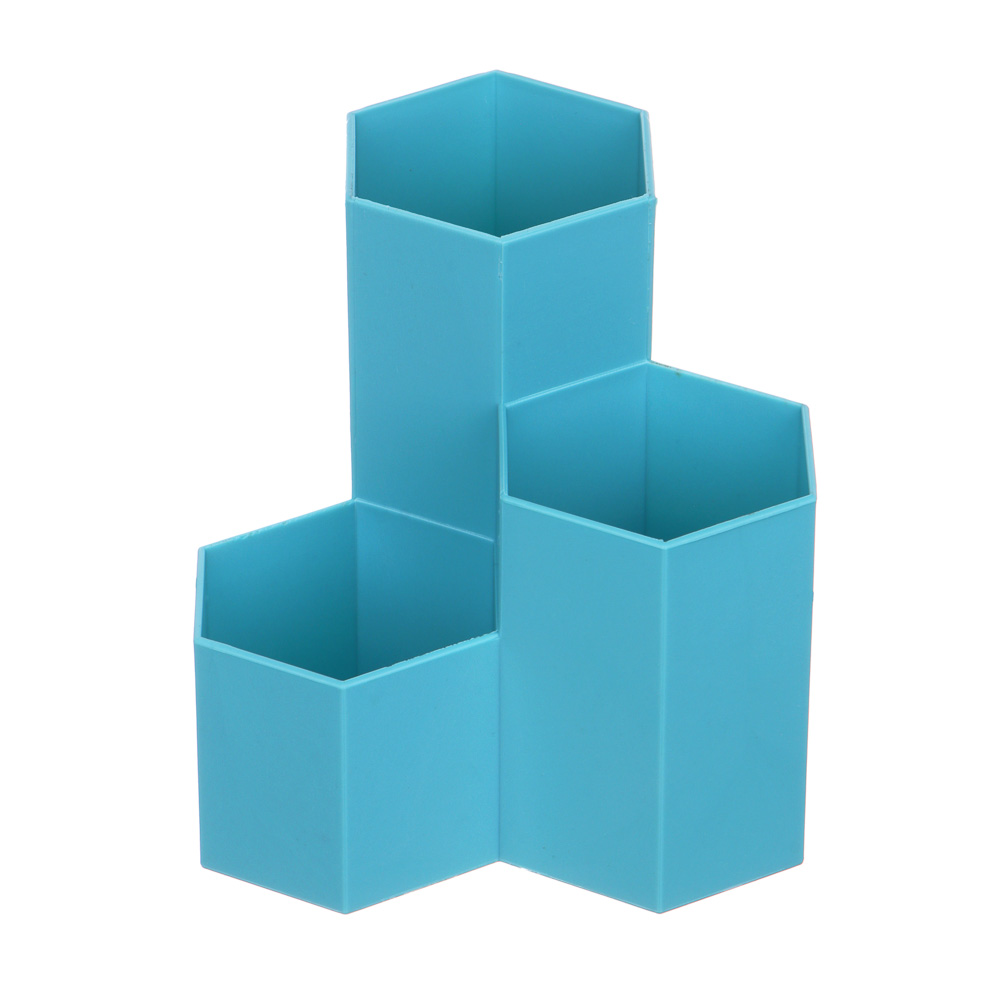 Подставка для канцелярских принадлежностей, 3 секции, 11х11,4см, пластик, 4 цвета, арт.№ 595-015