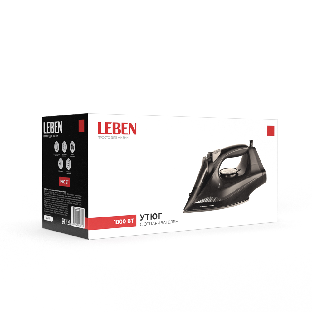 LEBEN Утюг 1800ВТ Вертикальное отпаривание тефлон, арт.№ 249-055