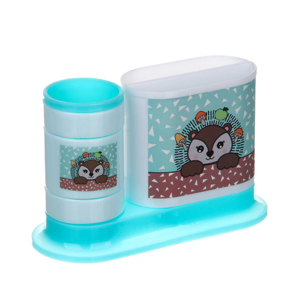 ЕЖИК Органайзер канц. 4 отд., 7 пр.:(ножн., 2 кар., точилка, трафарет, линейка, подст.), пл., арт.№ 234-052