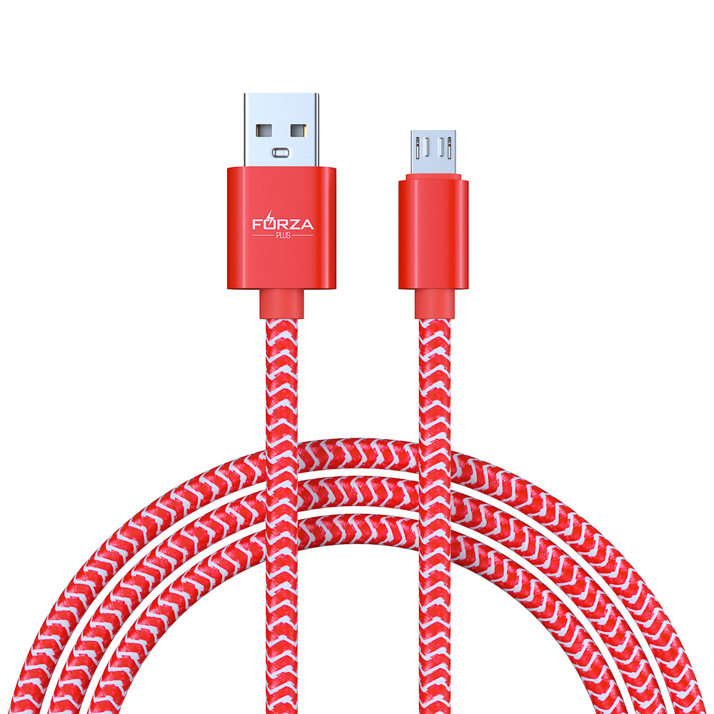 Кабель для зарядки USB(A)-microUSB FORZA Волна, 1м, 2А, тканевая оплётка, 4 цвета, пакет, арт.№ 916-230