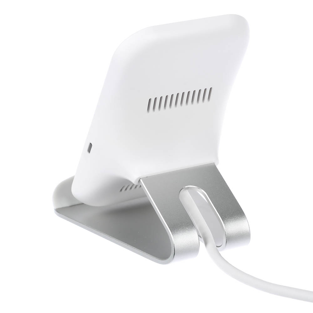 Беспроводное зарядное устройство BY Qi, 15Вт, тканевое покрытие, настольная, белый, арт.№ 916-241