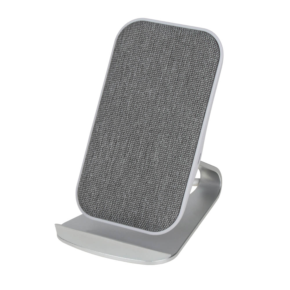 Беспроводное зарядное устройство BY Qi, 15Вт, тканевое покрытие, настольная, белый, арт.№ 916-241