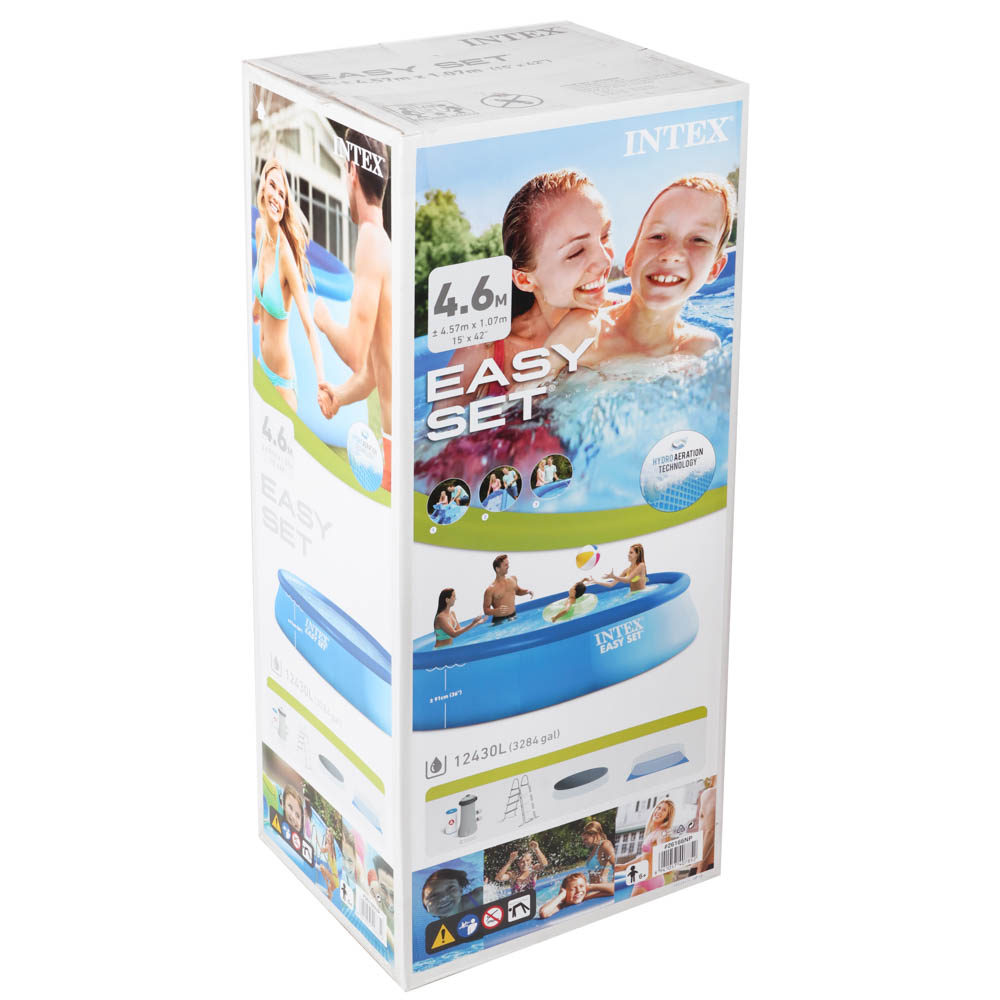 INTEX Бассейн надувной Изи Сет 457x107см, фильтр насос, лестница, подложка, тент, 26166NP, арт.№ 051-042