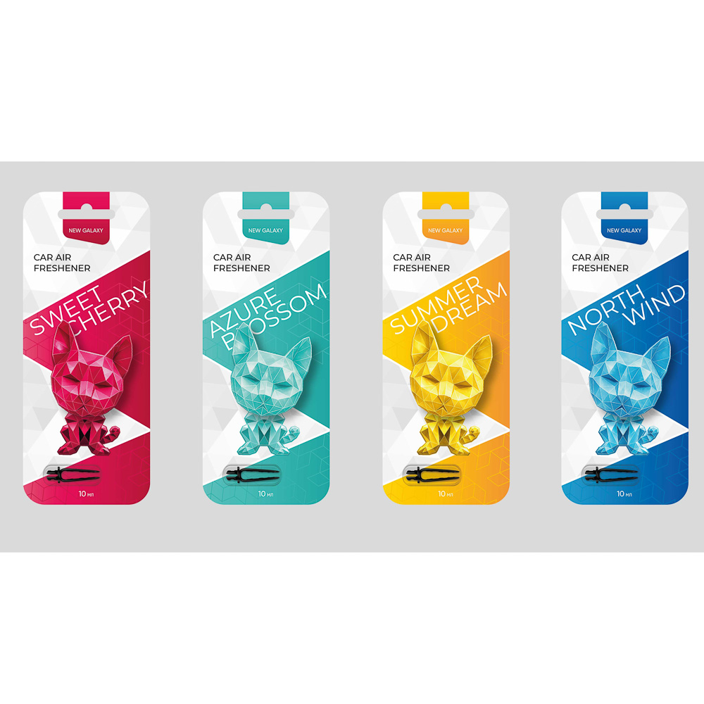 Ароматизатор на дефлектор тм NEW GALAXY COSMO CAT,35 гр,Az.Blossom,S.Dream,Sw Cherry,N.Wind, арт.№ 794-728