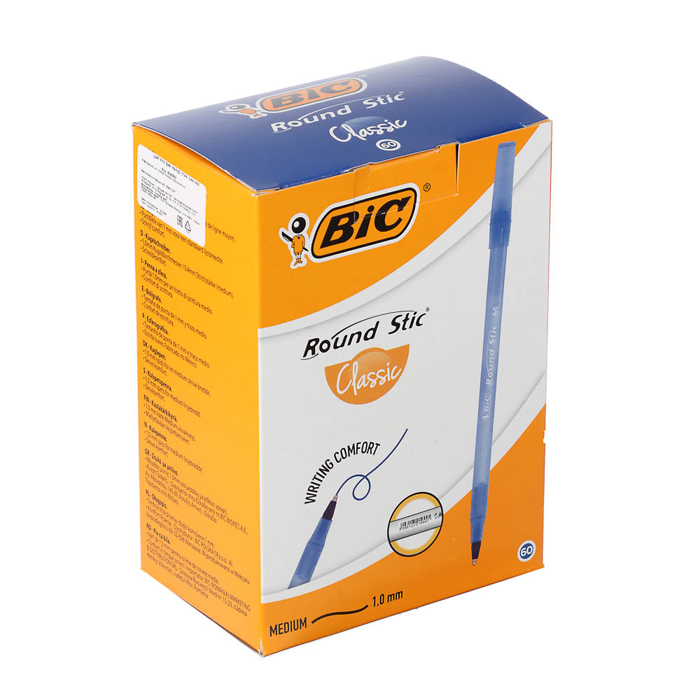 Ручка шариковая BIC синяя "Раунд Стик", наконечник 1,0 мм, пластик, 9345982, арт.№ 627-155