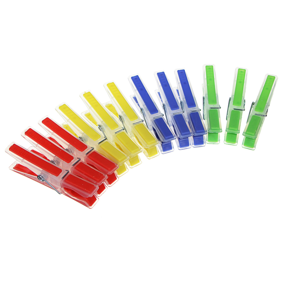 VETTA набор прищепок 12шт, с силикон.держателями, «Квадрат», пластик, 4 цвета, арт.№ 453-011