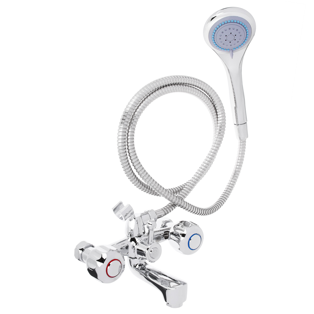 Смеситель Klabb LUX для ванны кор. излив, с душ набором, керам. кран-буксы 1/2, цинк, арт.№ 566-387