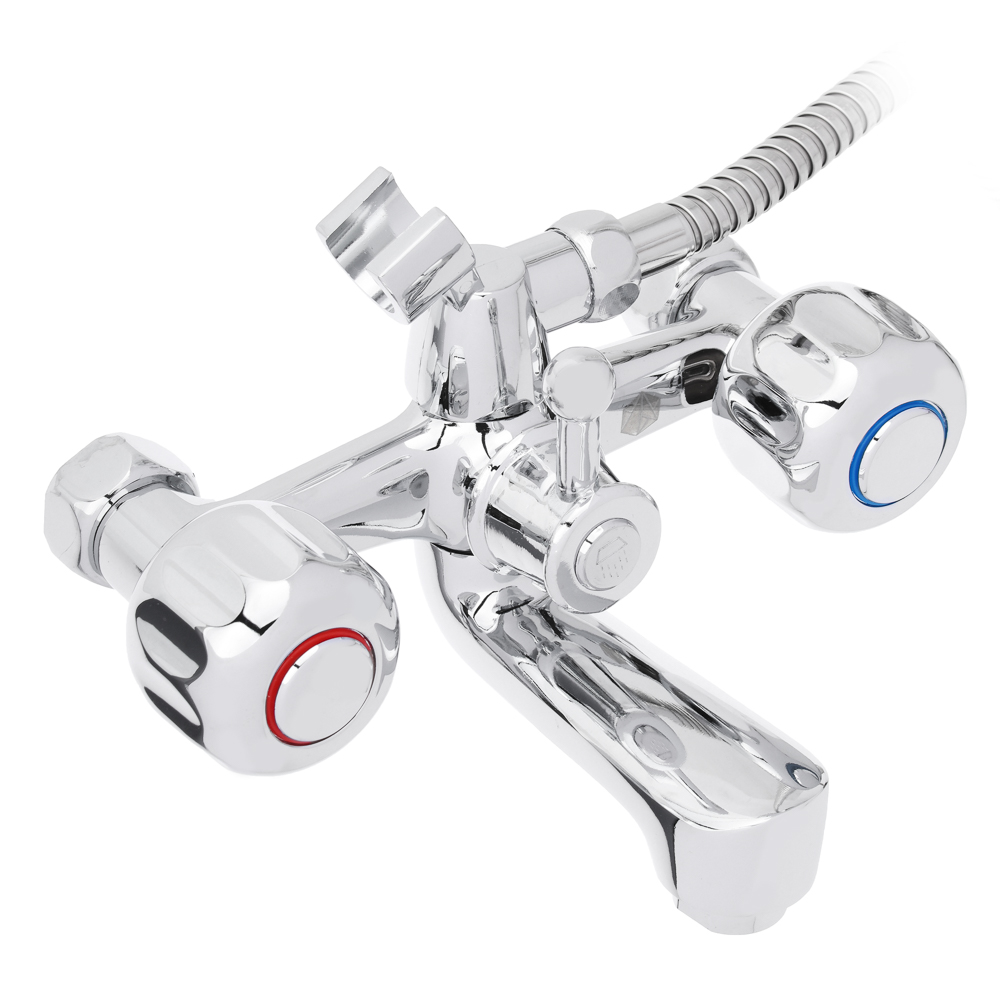 Смеситель Klabb LUX для ванны кор. излив, с душ набором, керам. кран-буксы 1/2, цинк, арт.№ 566-387