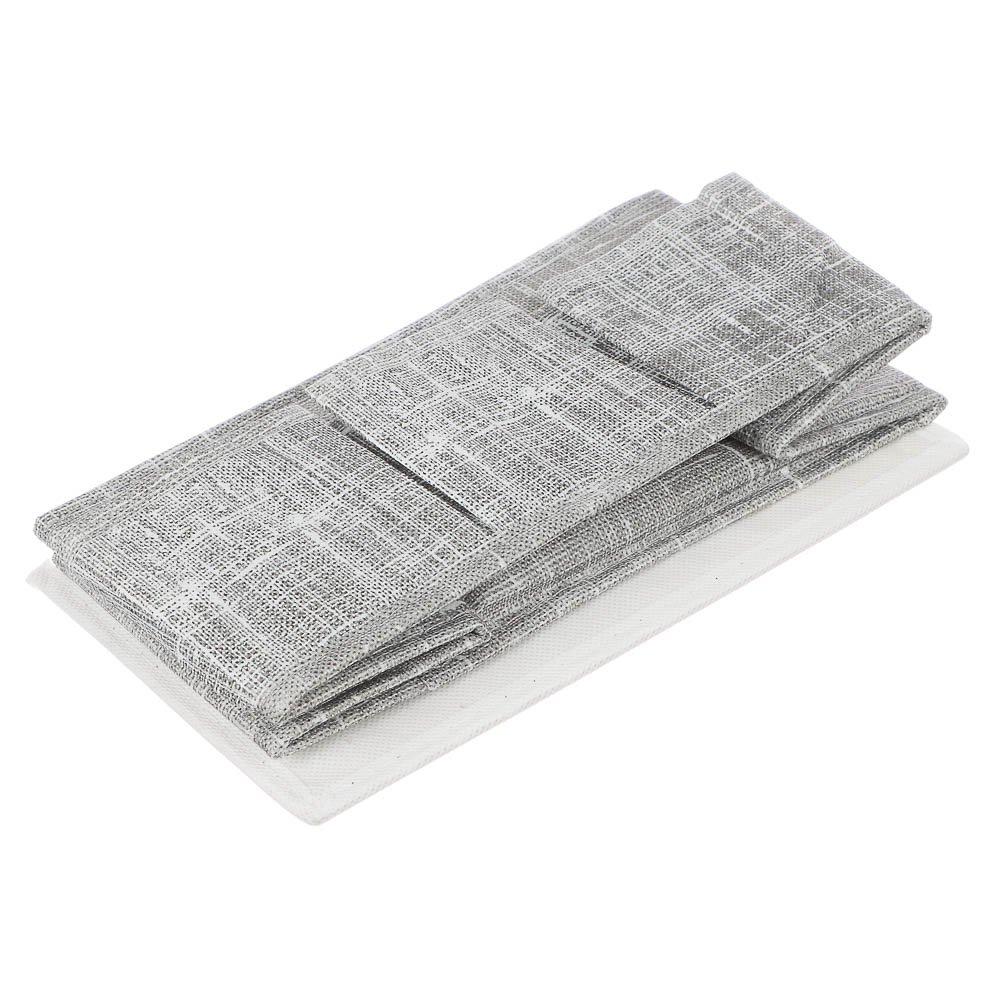 VETTA ЛЁН Комплект коробов с 3 объемными карманами, 2 шт, текстиль, 25х15х12см,серый, арт.№ 457-571