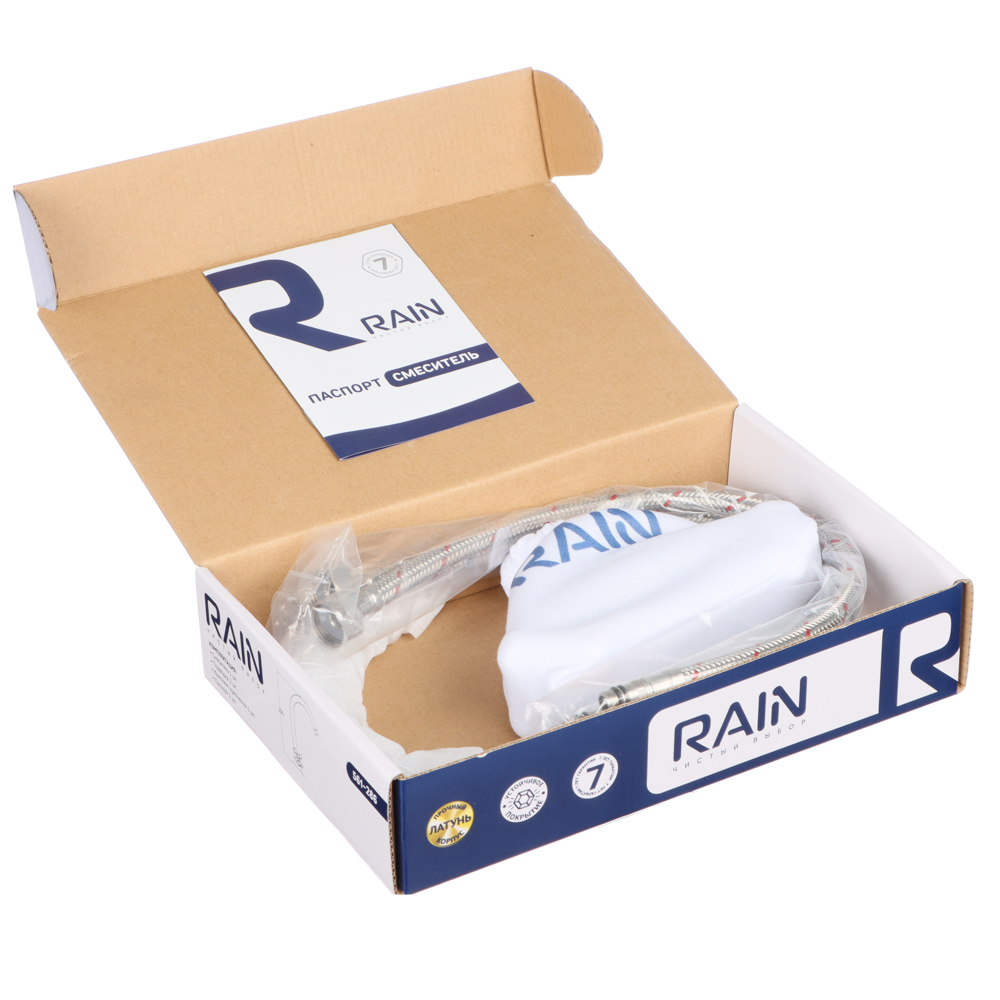 RAIN Смеситель для кухни Венера, высокий излив, керам. кран-буксы 1/2, латунь, хром, ручки керамика, арт.№ 561-286