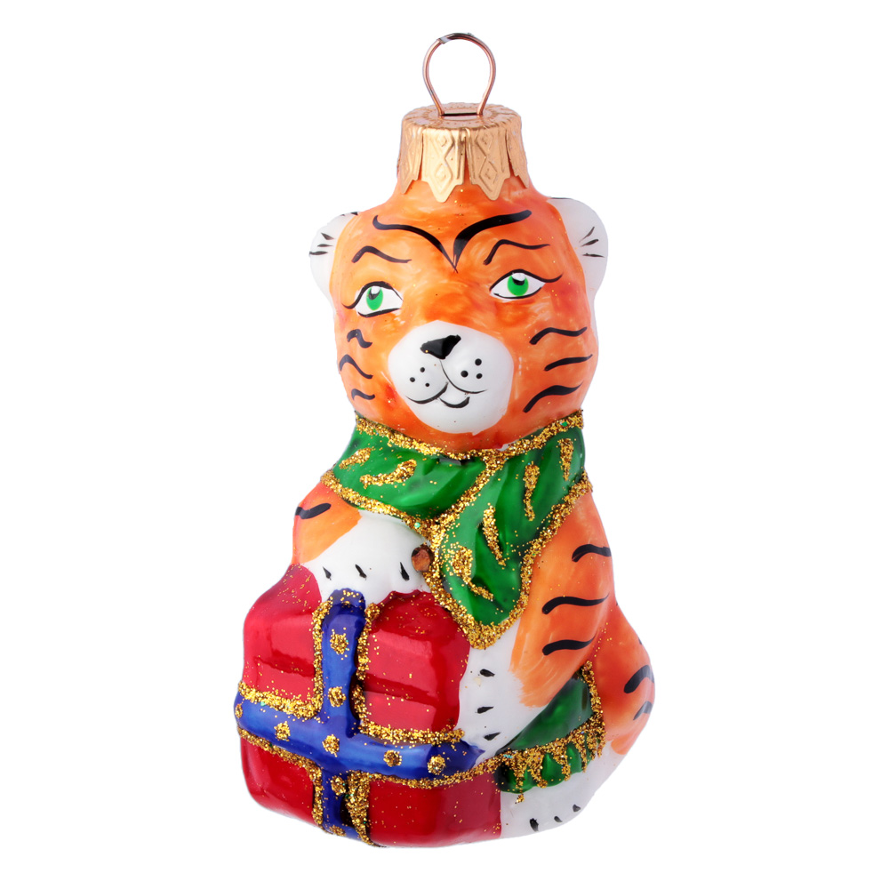 СНОУ БУМ Подвеска "Тигренок", 80 мм, стекло, 4 дизайна, арт.№ 368-078