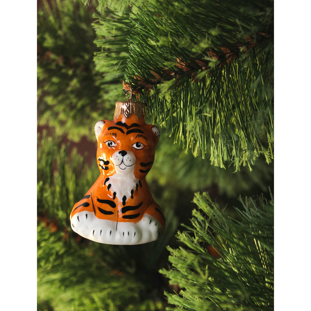 СНОУ БУМ Подвеска "Тигренок", 80 мм, стекло, 4 дизайна, арт.№ 368-078