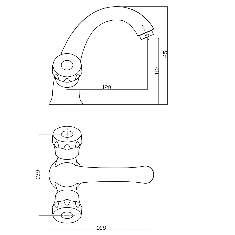 СоюзКран Смеситель для раковины SK2080, без подводки керам. кран-буксы 1/2, цинк, арт.№ 567-080
