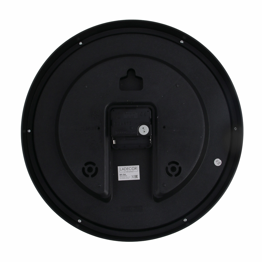 LADECOR CHRONO Часы настенные круглые, пластик, d30 см, 1xAA, цвет черный, арт.06-60, арт.№ 581-346