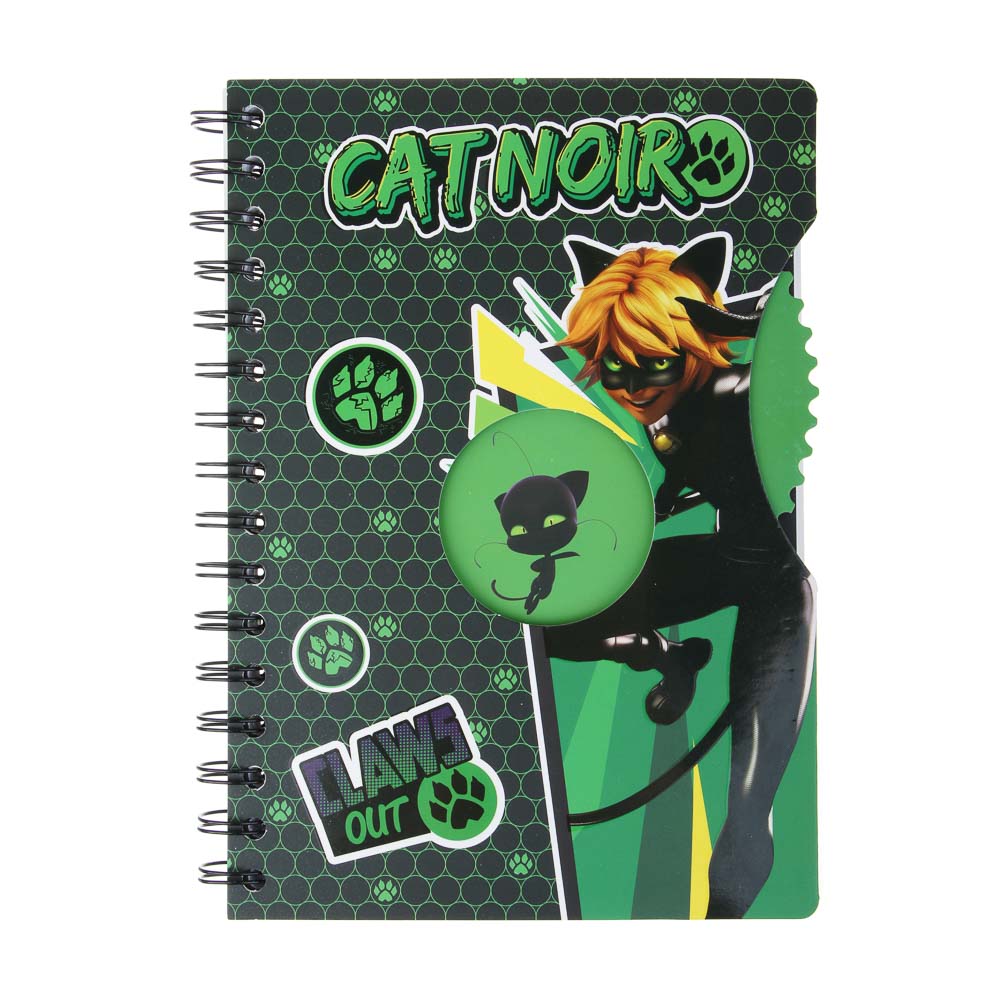 Записная книжка 96 листов А5 Ледибаг/Супер-Кот, тв.обл., спираль, окно, вращ.элемент, серия "Кор", 2 дизайна, арт.№ 811-019