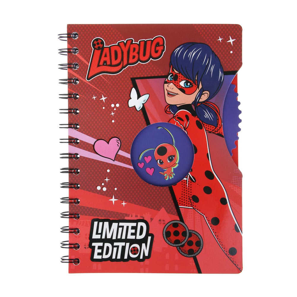 Записная книжка 96 листов А5 Ледибаг/Супер-Кот, тв.обл., спираль, окно, вращ.элемент, серия "Кор", 2 дизайна, арт.№ 811-019