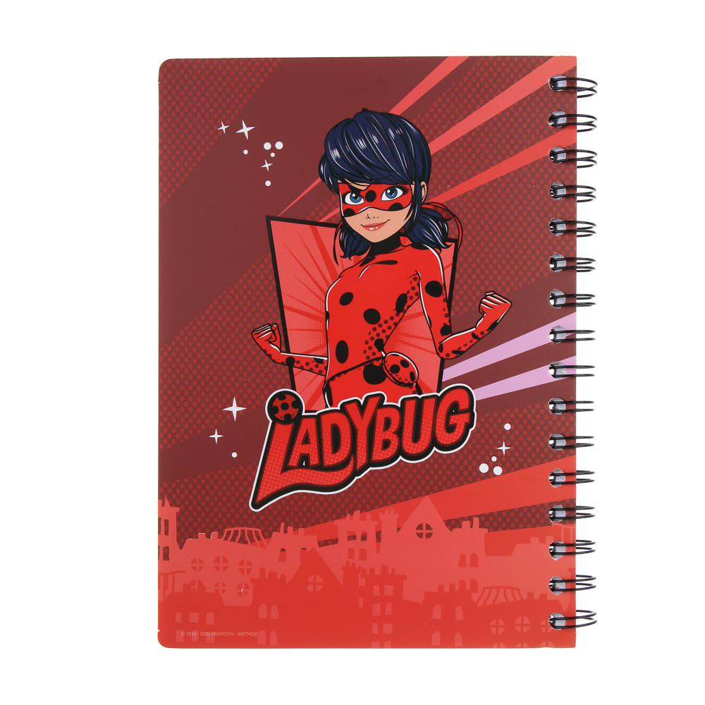 Записная книжка 96 листов А5 Ледибаг/Супер-Кот, тв.обл., спираль, окно, вращ.элемент, серия "Кор", 2 дизайна, арт.№ 811-019