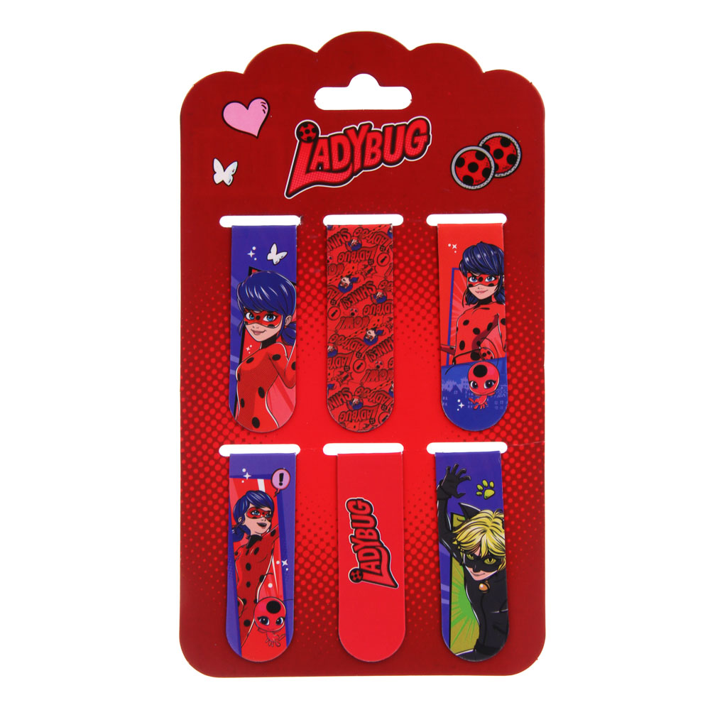 Набор закладок магнитных 6 штук Ледибаг/Супер-Кот, закладка 12х1,9 см, упаковка 18,3х10,3 см, "Кор", 2 дизайна, арт.№ 811-020