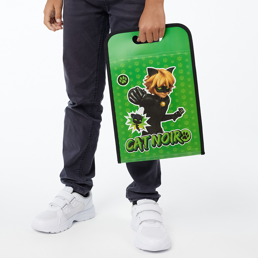 Ледибаг/Супер-Кот Папка-портфель 37,5x24см, для A4, 13отд., расшир., ручка, кнопка, пл., "Кор", 2диз, арт.№ 811-022