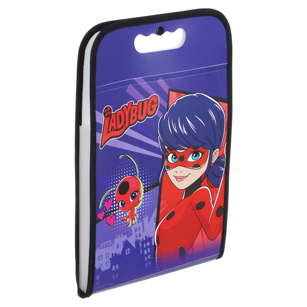 Ледибаг/Супер-Кот Папка-портфель 37,5x24см, для A4, 13отд., расшир., ручка, кнопка, пл., "Кор", 2диз, арт.№ 811-022