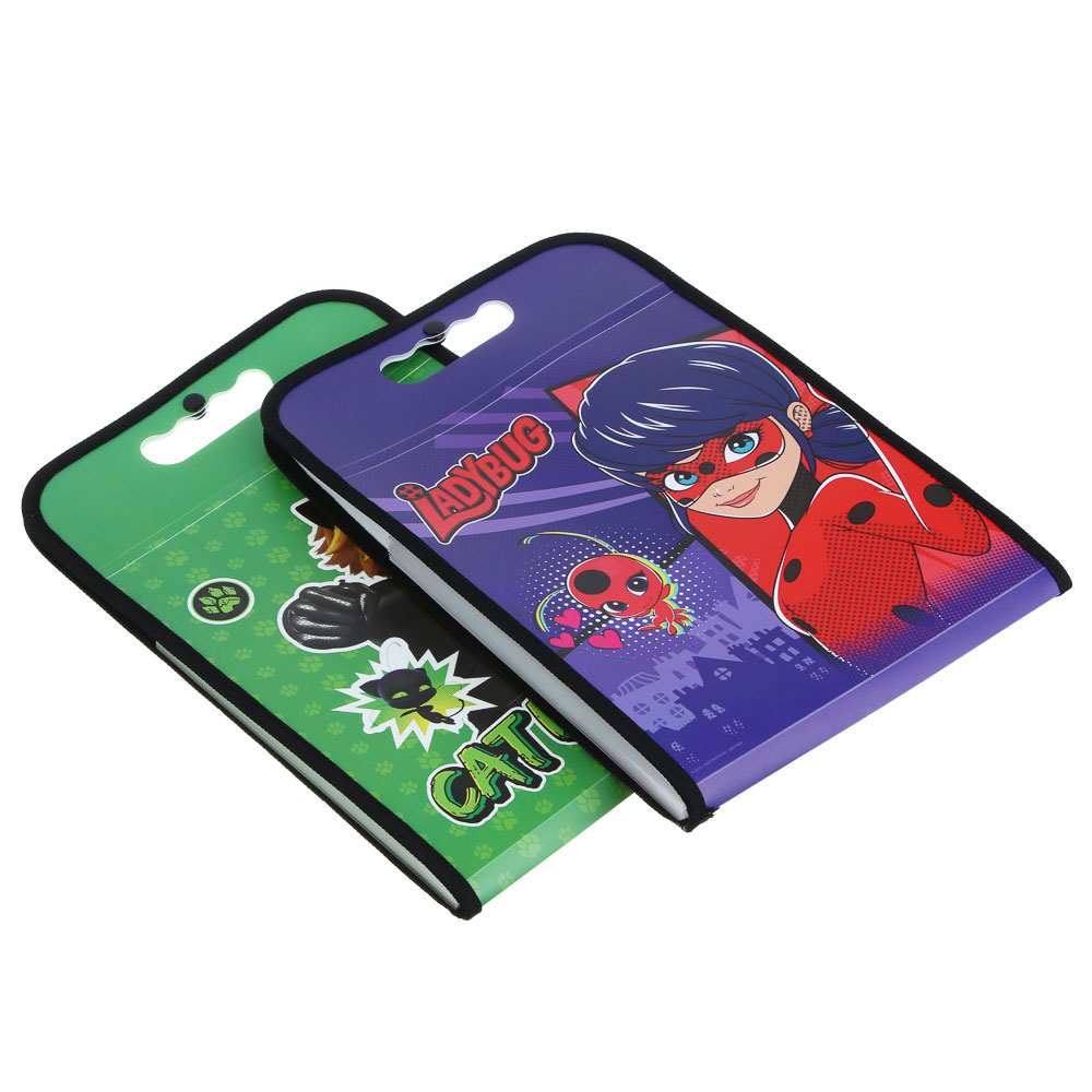 Ледибаг/Супер-Кот Папка-портфель 37,5x24см, для A4, 13отд., расшир., ручка, кнопка, пл., "Кор", 2диз, арт.№ 811-022