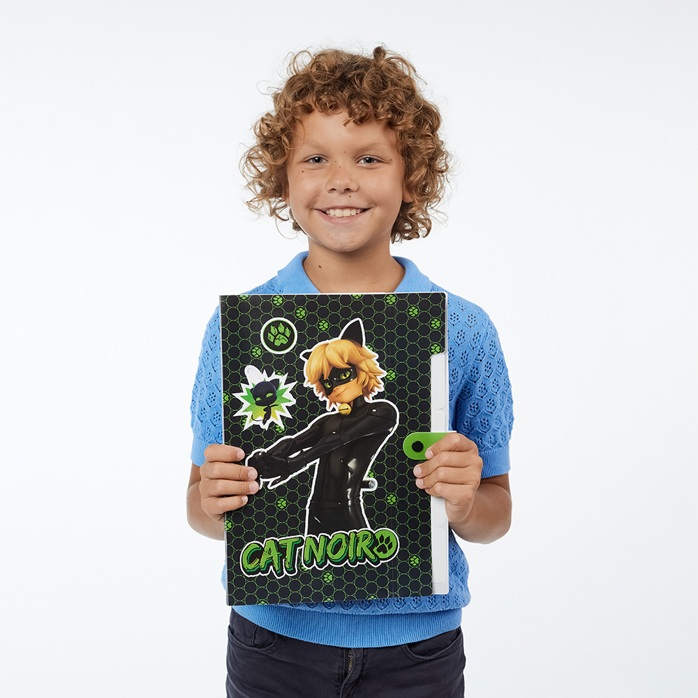 Ледибаг/Супер-Кот Папка для тетрадей 32,5x24см, для A4, 5отд., расшир., кнопка, пластик, "Кор", 2диз, арт.№ 811-023