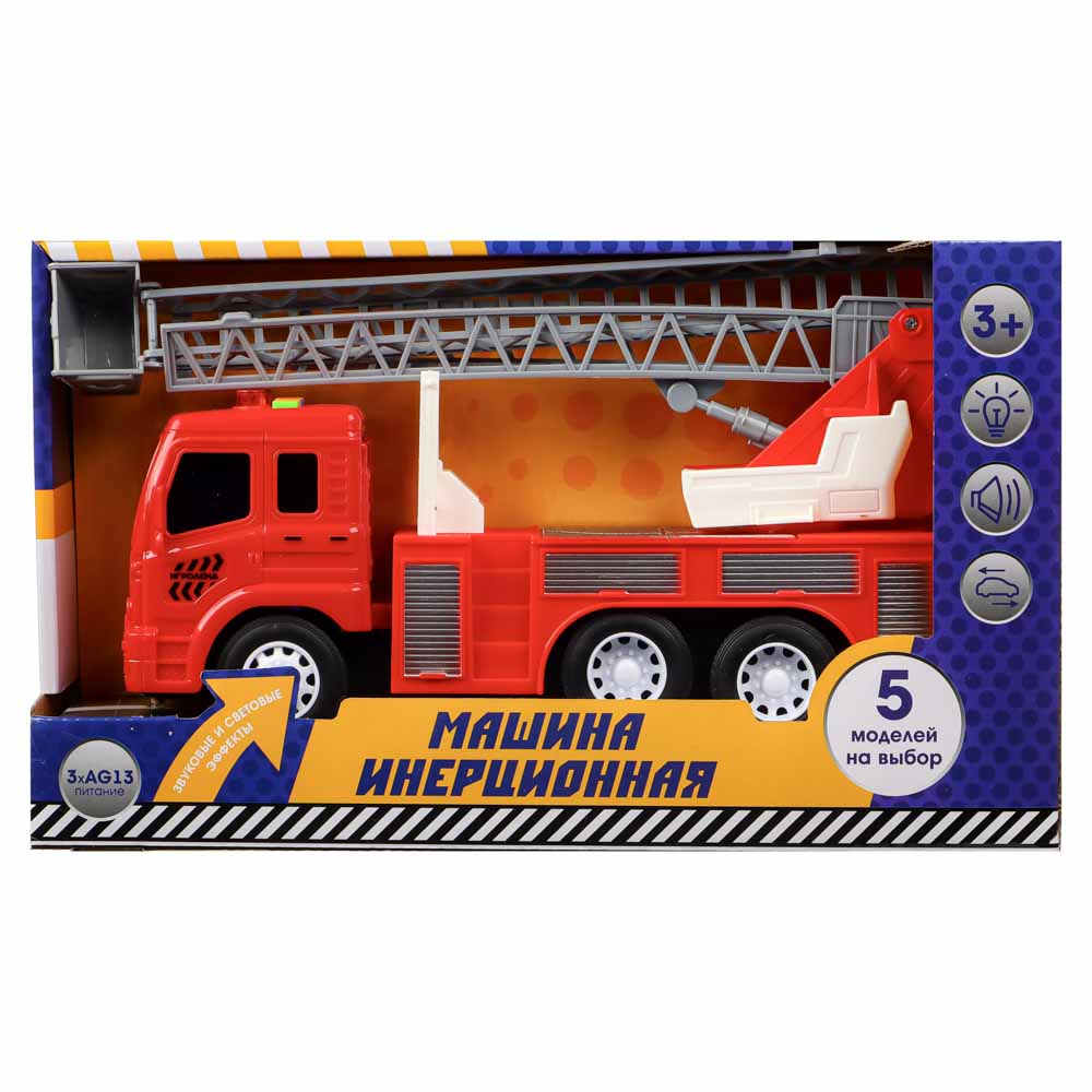 ИГРОЛЕНД Машина инерционная, свет, звук, 3хAG13, пластик, 25х9-17х10-12,5 см, 5 дизайнов, арт.№ 292-197