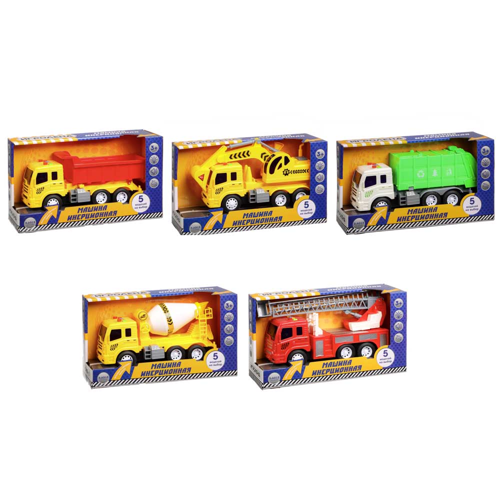 ИГРОЛЕНД Машина инерционная, свет, звук, 3хAG13, пластик, 25х9-17х10-12,5 см, 5 дизайнов, арт.№ 292-197