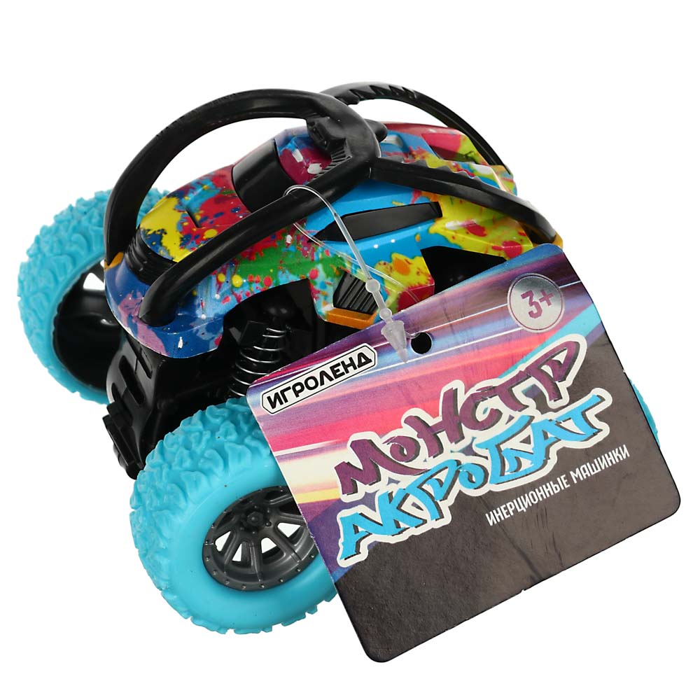 ИГРОЛЕНД Машинка инерционная "Монстр-акробат", ABS, 9х9х7см, 4 цвета, арт.№ 292-225