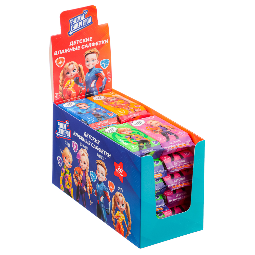 BY Русские Супергерои Влажные салфетки, мини, 8шт, 6+, арт.№ 914-008