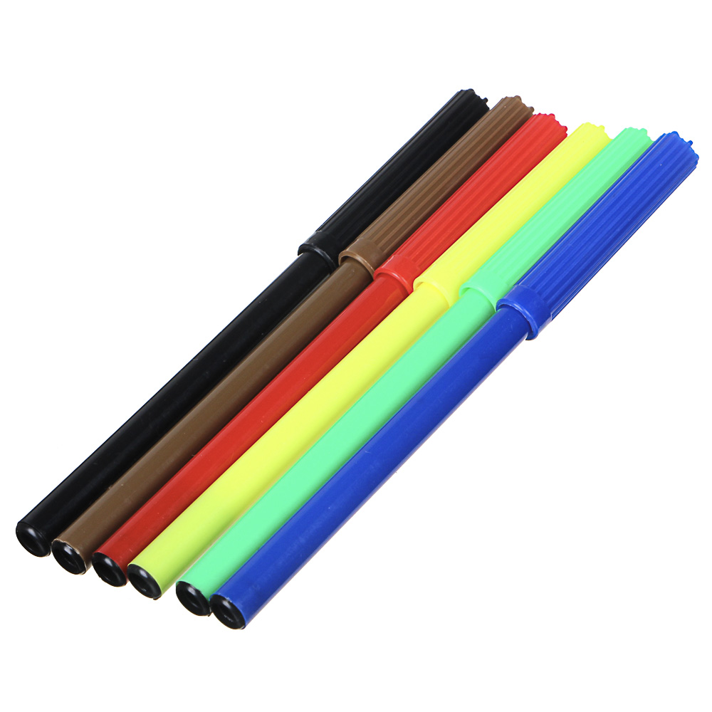 ClipStudio Фломастеры 6 цветов, с цветным вент.колпачком, пластик, в ПВХ пенале, арт.№ 256-135