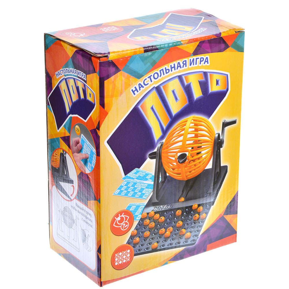 ИГРОЛЕНД Игра настольная Лото: 12 карточек, 90 номеров, PP, PVC, картон, 20х14.5х4.2см, арт.№ 896-017