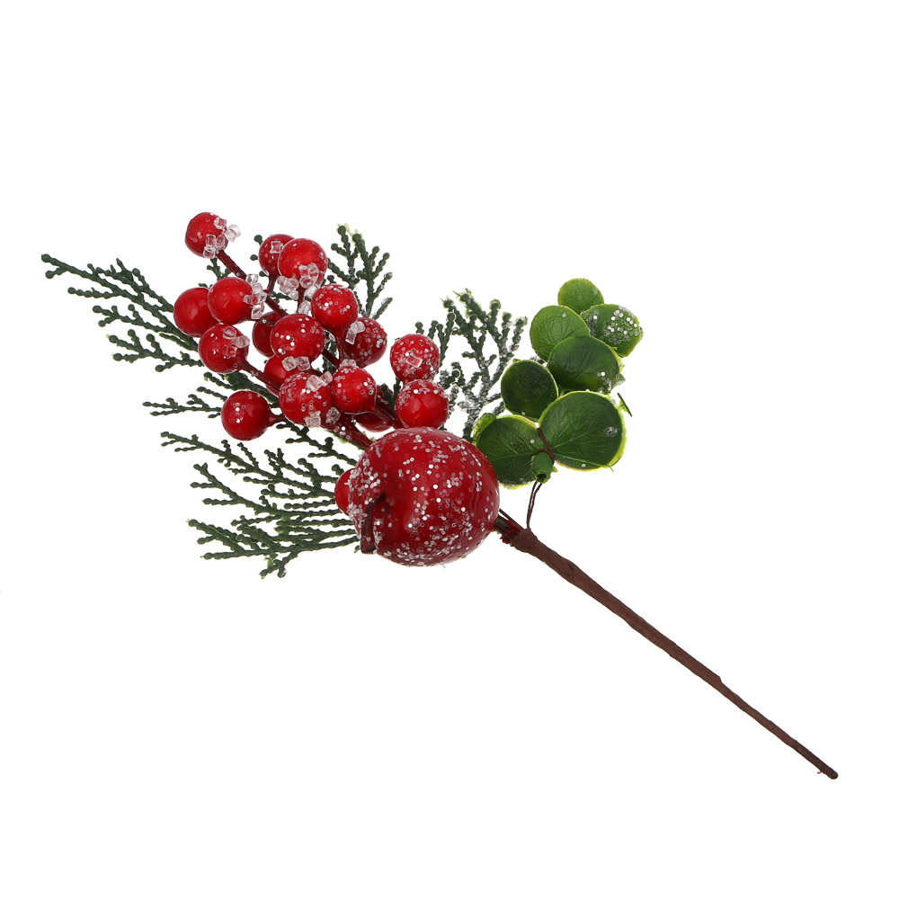 СНОУ БУМ Ветка с ягодами 29 см, металл, пластик, 2 дизайна, арт.№ 353-509