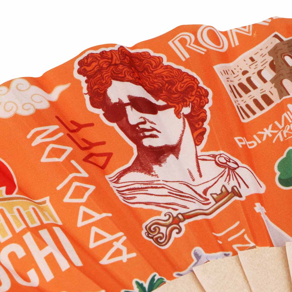 Веер "Рыжий Вайб", дерево / текстиль, 23 см, арт.№ 489-620