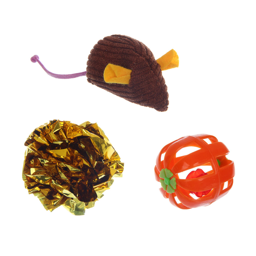 Набор игрушек для кошек тм VETTA (мышь, бочонок, шуршалка) 3шт, арт.№ 273-555