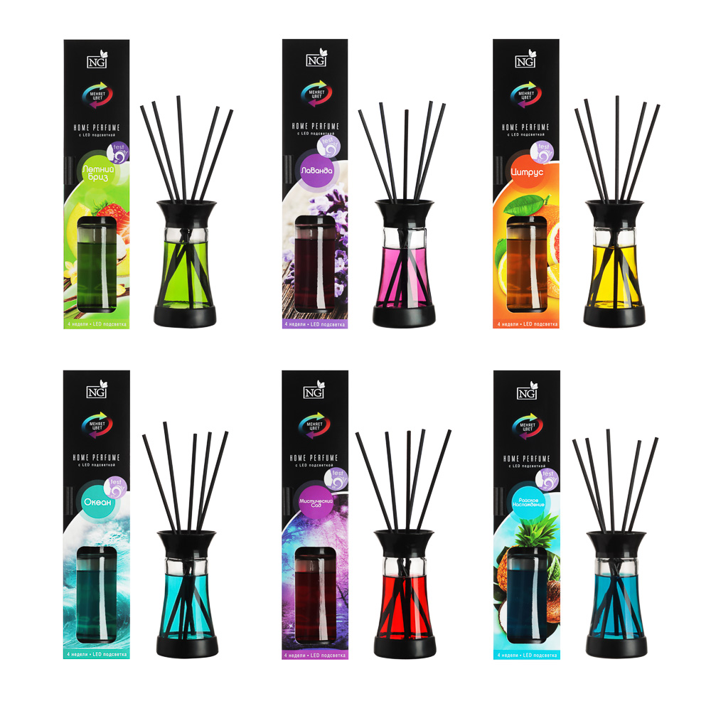 NEW GALAXY Ароматизатор с LED подсв,35 мл океан,лаванда,мистич.сад,летн.бриз,цитрус,райск.насл, арт.№ 778-098