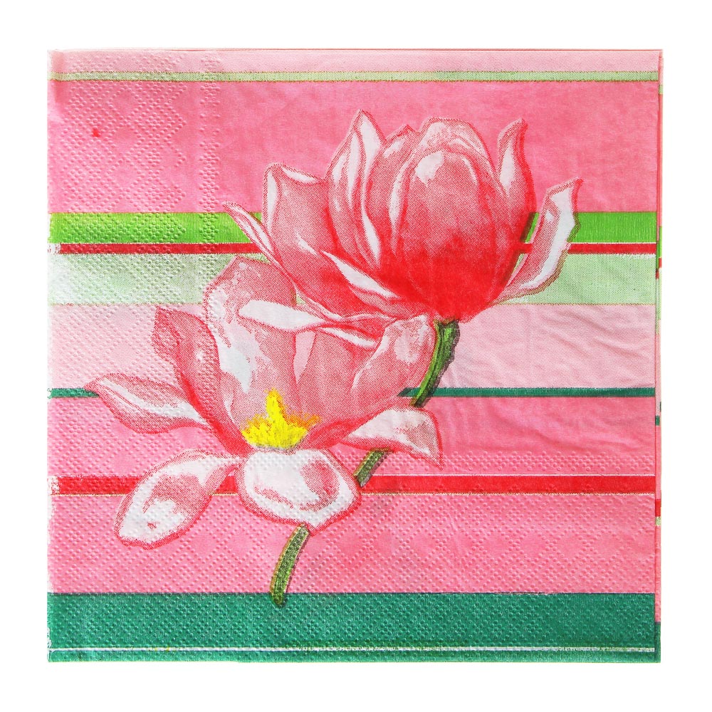 Салфетки бумажные 20шт, двухслойные, 33x33см "Цветочные мотивы", 4 дизайна, Дизайны ГЦ, арт.№ 437-252