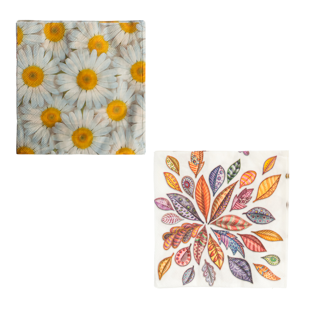 Салфетки бумажные 20шт, двухслойные, 33x33см, 2 дизайна, арт.№ 437-270