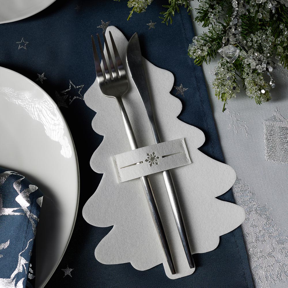 PROVANCE Ноэль Подставка фетровая под столовые приборы, 2шт в комплекте, 100% полиэстер, белый, арт.№ 492-176