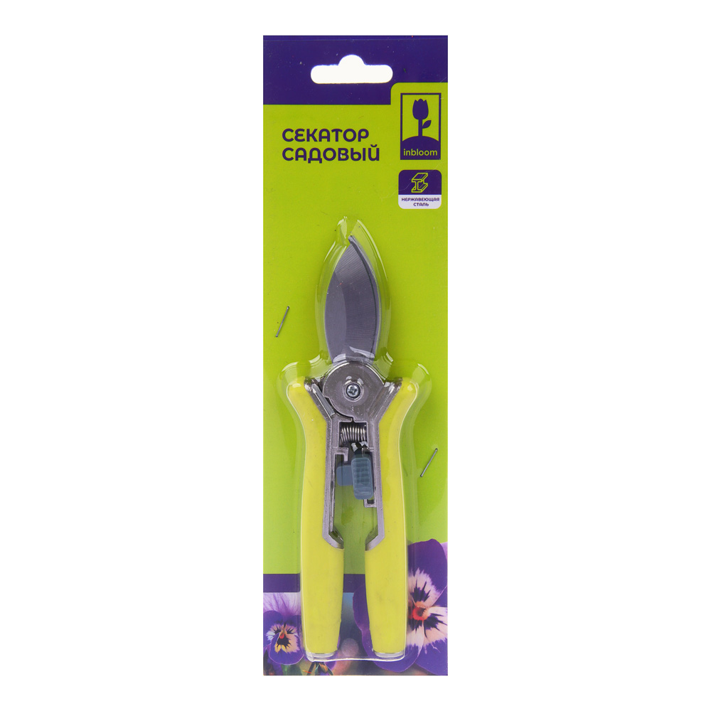 INBLOOM Секатор садовый, 15см, нерж. сталь, оцинк.покрытие, TPR, арт.№ 186-001
